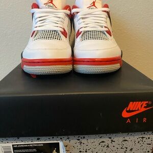 Preloved Air Jordan 4 Retro- white/red/black with original box